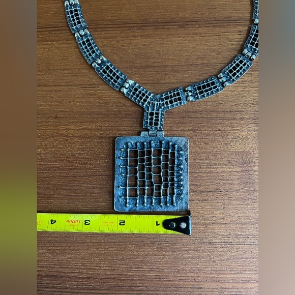 Rare Robert Larin Necklace Brutalist Modernist Art Canadian Textured Pewter 60's - Picture 4 of 11